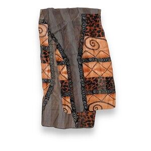 Leopard & Brown Geometric Rectangular Scarf 13.7” X 28” Unisex Neck Scarve